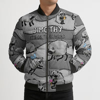 Jimothy The Raccoon Bomber Puffer Jacket It's Ok To Be Weird Raccoons Cute Sketch Pattern