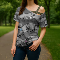 Jimothy The Raccoon Cross Shoulder Shirt It's Ok To Be Weird Raccoons Cute Sketch Pattern