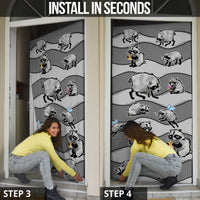 Jimothy The Raccoon Door Cover It's Ok To Be Weird Raccoons Cute Sketch Pattern