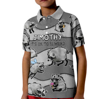 Jimothy The Raccoon Kid Polo Shirt It's Ok To Be Weird Raccoons Cute Sketch Pattern