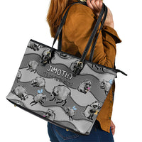 Jimothy The Raccoon Leather Tote Bag It's Ok To Be Weird Raccoons Cute Sketch Pattern