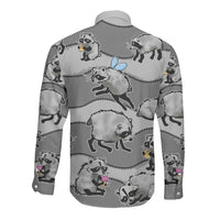 Jimothy The Raccoon Long Sleeve Button Shirt It's Ok To Be Weird Raccoons Cute Sketch Pattern