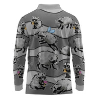 Jimothy The Raccoon Long Sleeve Polo Shirt It's Ok To Be Weird Raccoons Cute Sketch Pattern