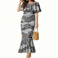 Jimothy The Raccoon Mermaid Dress It's Ok To Be Weird Raccoons Cute Sketch Pattern