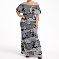 Jimothy The Raccoon Off Shoulder Maxi Dress It's Ok To Be Weird Raccoons Cute Sketch Pattern
