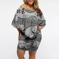 Jimothy The Raccoon Off Shoulder Short Dress It's Ok To Be Weird Raccoons Cute Sketch Pattern