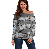 Jimothy The Raccoon Off Shoulder Sweater It's Ok To Be Weird Raccoons Cute Sketch Pattern