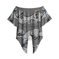 Jimothy The Raccoon Off Shoulder Wrap Waist Top It's Ok To Be Weird Raccoons Cute Sketch Pattern