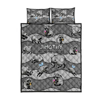 Jimothy The Raccoon Quilt Bed Set It's Ok To Be Weird Raccoons Cute Sketch Pattern