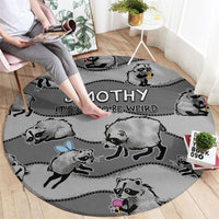 Jimothy The Raccoon Round Carpet It's Ok To Be Weird Raccoons Cute Sketch Pattern