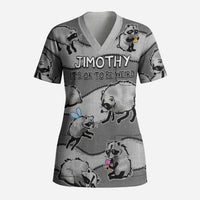 Jimothy The Raccoon Scrub Top It's Ok To Be Weird Raccoons Cute Sketch Pattern