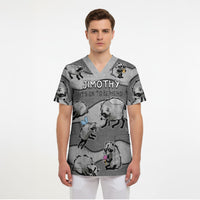 Jimothy The Raccoon Scrub Top It's Ok To Be Weird Raccoons Cute Sketch Pattern