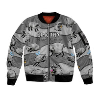 Jimothy The Raccoon Sleeve Zip Bomber Jacket It's Ok To Be Weird Raccoons Cute Sketch Pattern