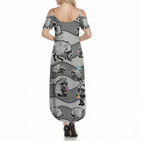 Jimothy The Raccoon Summer Maxi Dress It's Ok To Be Weird Raccoons Cute Sketch Pattern