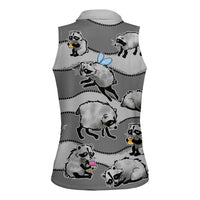 Jimothy The Raccoon Women Sleeveless Polo Shirt It's Ok To Be Weird Raccoons Cute Sketch Pattern