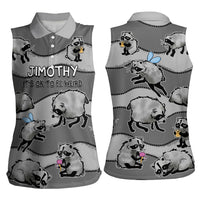 Jimothy The Raccoon Women Sleeveless Polo Shirt It's Ok To Be Weird Raccoons Cute Sketch Pattern