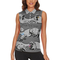 Jimothy The Raccoon Women Sleeveless Polo Shirt It's Ok To Be Weird Raccoons Cute Sketch Pattern