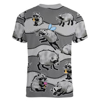 Jimothy The Raccoon Women V-Neck T-Shirt It's Ok To Be Weird Raccoons Cute Sketch Pattern