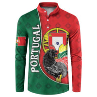 Personalized Portugal Button Sweatshirt Rooster With Coat Of Arms - Wonder Print Shop
