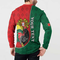 Personalized Portugal Button Sweatshirt Rooster With Coat Of Arms - Wonder Print Shop