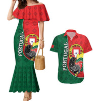 Personalized Portugal Couples Matching Mermaid Dress and Hawaiian Shirt Rooster With Coat Of Arms - Wonder Print Shop