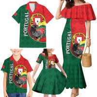 Personalized Portugal Family Matching Mermaid Dress and Hawaiian Shirt Rooster With Coat Of Arms - Wonder Print Shop