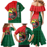 Personalized Portugal Family Matching Mermaid Dress and Hawaiian Shirt Rooster With Coat Of Arms - Wonder Print Shop