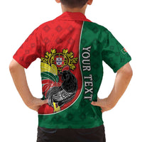 Personalized Portugal Family Matching Off The Shoulder Long Sleeve Dress and Hawaiian Shirt Rooster With Coat Of Arms - Wonder Print Shop