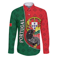 Personalized Portugal Family Matching Off The Shoulder Long Sleeve Dress and Hawaiian Shirt Rooster With Coat Of Arms - Wonder Print Shop