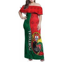 Personalized Portugal Family Matching Off Shoulder Maxi Dress and Hawaiian Shirt Rooster With Coat Of Arms - Wonder Print Shop