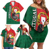 Personalized Portugal Family Matching Off Shoulder Short Dress and Hawaiian Shirt Rooster With Coat Of Arms - Wonder Print Shop
