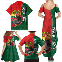 Personalized Portugal Family Matching Summer Maxi Dress and Hawaiian Shirt Rooster With Coat Of Arms - Wonder Print Shop