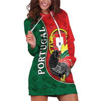 Personalized Portugal Hoodie Dress Rooster With Coat Of Arms - Wonder Print Shop