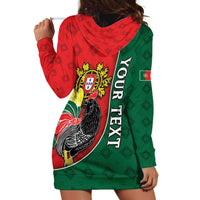 Personalized Portugal Hoodie Dress Rooster With Coat Of Arms - Wonder Print Shop
