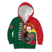 Personalized Portugal Kid Hoodie Rooster With Coat Of Arms - Wonder Print Shop