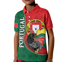Personalized Portugal Kid Polo Shirt Rooster With Coat Of Arms - Wonder Print Shop