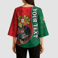 Personalized Portugal Kimono Sleeve Blouse Rooster With Coat Of Arms - Wonder Print Shop