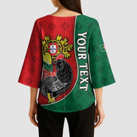 Personalized Portugal Kimono Sleeve Blouse Rooster With Coat Of Arms - Wonder Print Shop