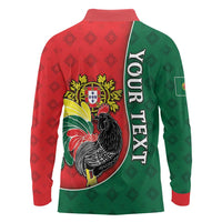 Personalized Portugal Long Sleeve Polo Shirt Rooster With Coat Of Arms - Wonder Print Shop