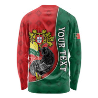 Personalized Portugal Long Sleeve Shirt Rooster With Coat Of Arms - Wonder Print Shop
