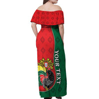 Personalized Portugal Off Shoulder Maxi Dress Rooster With Coat Of Arms - Wonder Print Shop