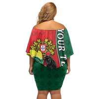 Personalized Portugal Off Shoulder Short Dress Rooster With Coat Of Arms - Wonder Print Shop