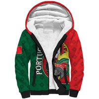 Personalized Portugal Sherpa Hoodie Rooster With Coat Of Arms - Wonder Print Shop