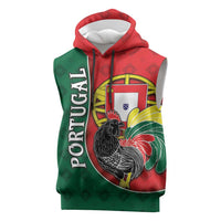 Personalized Portugal Sleeveless Hoodie Rooster With Coat Of Arms - Wonder Print Shop