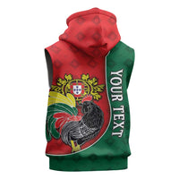 Personalized Portugal Sleeveless Zip Hoodie Rooster With Coat Of Arms - Wonder Print Shop