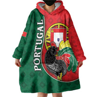 Personalized Portugal Wearable Blanket Hoodie Rooster With Coat Of Arms - Wonder Print Shop