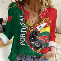 Personalized Portugal Women Casual Shirt Rooster With Coat Of Arms - Wonder Print Shop