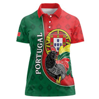 Personalized Portugal Women Polo Shirt Rooster With Coat Of Arms - Wonder Print Shop
