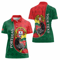 Personalized Portugal Women Polo Shirt Rooster With Coat Of Arms - Wonder Print Shop