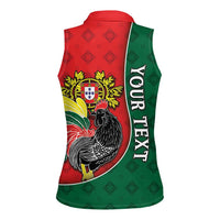 Personalized Portugal Women Sleeveless Polo Shirt Rooster With Coat Of Arms - Wonder Print Shop